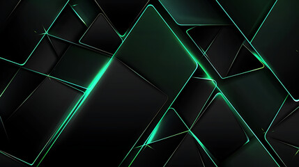 Abstract metallic green lines black cyber geometric lines 3d background