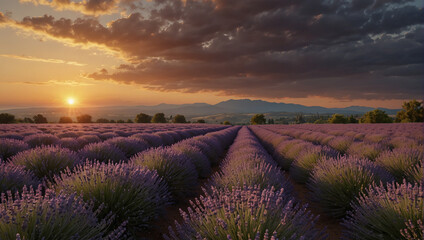 lavender field at sunset