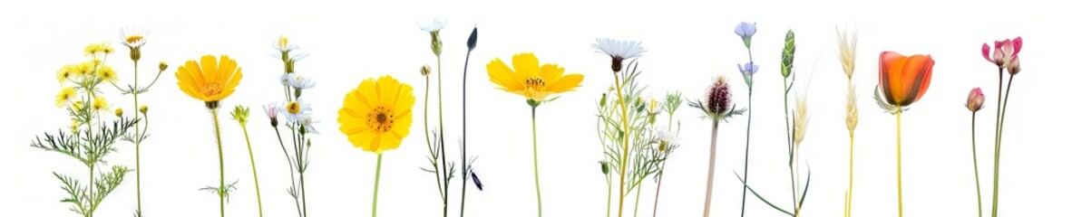 Naklejka premium A stunning array of pressed flowers featuring vibrant colors and diverse species, perfect for artistic and botanical projects.