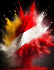 Austria colorful flag holi paint powder explosion on isolated background, generated by AI