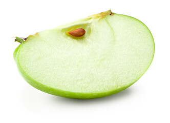 piece of green apple isolated on white background. clipping path