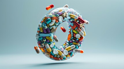 Ring made from medical pills. Symbol of addiction to drugs and medications