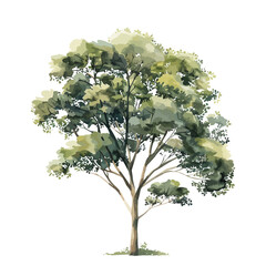 Abstract vector watercolor tree or forest side view isolated on white background for landscape and architecture drawing,elements for environment and garden,botanical for section and elevation