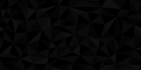 黒いグラデーションのポリゴン背景　幾何学模様　パターン　サイズ比率16:9