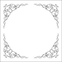 Round vegetal ornamental frame with rose thorns and leaves , decorative border, corners for greeting cards, banners, business cards, invitations, menus. Isolated vector illustration.	