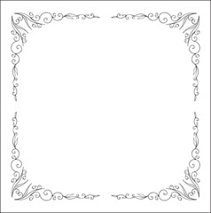 Round vegetal ornamental frame with leaves and flowers, decorative border, corners for greeting cards, banners, business cards, invitations, menus. Isolated vector illustration.	
