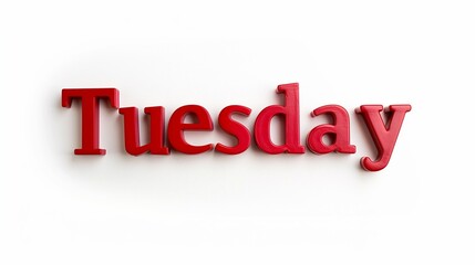 Tuesday Text Sign on a White Background - Days of the Week, Schedule Display, Organizational Aid - Education, Business Services.