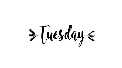 Tuesday Text Sign on a White Background - Days of the Week, Schedule Display, Organizational Aid - Education, Business Services.