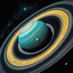 Planet Saturn on black background