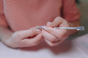 Nail Grooming Close-Up View of Woman Manicurist's Expert Handiwork