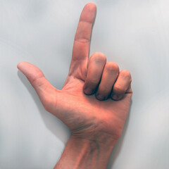 Letter L in American Sign Language (ASL) for deaf people