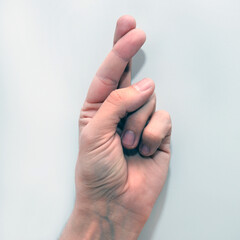 Letter R in American Sign Language (ASL) for deaf people