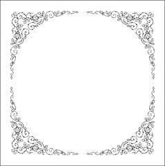 Round vegetal ornamental frame with rose thorns and leaves , decorative border, corners for greeting cards, banners, business cards, invitations, menus. Isolated vector illustration.	