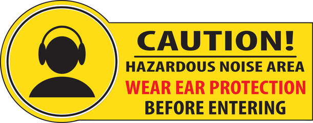 Hazardous noise area ear protection required sign vector.eps