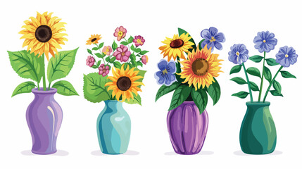 Flower Nature Vases Garden Illustration. Green leaves