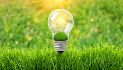 Bright Ideas for a Sustainable Future: Light Bulb in Green Grass