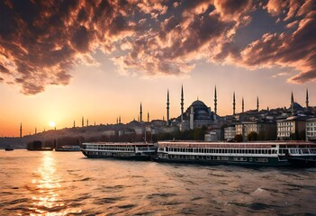 Obraz premium sunset over the river