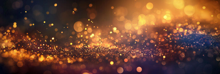 Countless golden light particles creating a mesmerizing abstract glittering effect. - obrazy, fototapety, plakaty