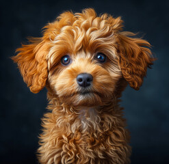 Toy poodle puppy on dark background