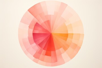 A watercolor painting of a circle divided into 20 sections, each a different shade of red, orange, or pink.