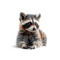 Baby Raccoon Sitting on Floor. Generative AI