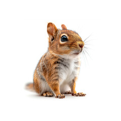Small Squirrel Sitting on Top of White Floor. Generative AI
