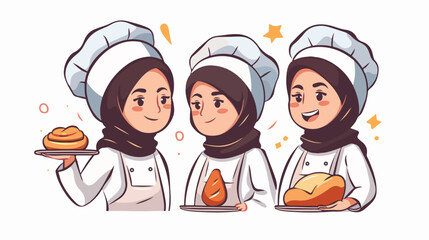 Halal homemade Bakery logo template elements with mus - obrazy, fototapety, plakaty