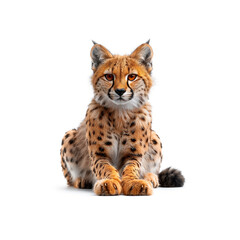 Baby Cheetah Sitting on White Background. Generative AI