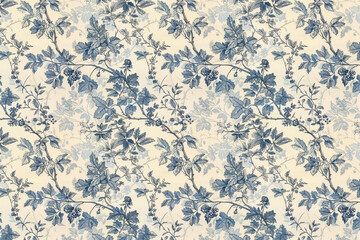 Toile floral pattern tapestry. Vintage botanical wallpaper pattern. Background image. Created with Generative AI technology