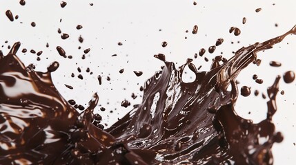 Wavy Chocolate Choco Splashes on White Background
