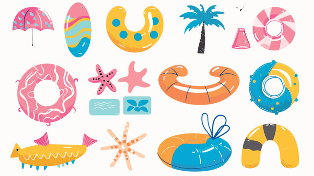 Hand drawn beach float Illustration. Summer elements