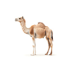 Single Camel Standing in White Background. Generative AI