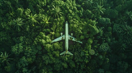 Airplane on a land amidst lush greenery, Nature, Mirrorless, Telephoto lens, Morning, Naturalistic world of travel and adventure - obrazy, fototapety, plakaty