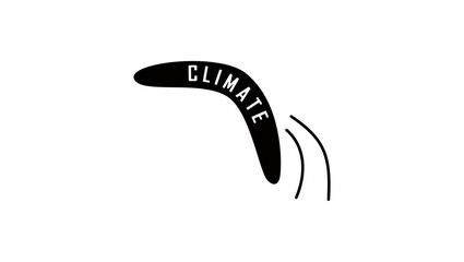 Boomerang with word Climate,ecology, climate change, black isolated silhouette