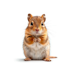 Brown and White Hamster Sitting on Hind Legs. Generative AI