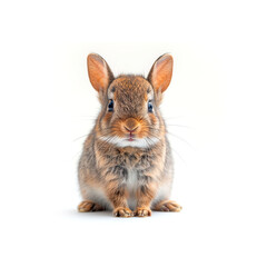 Small Brown Rabbit Sitting on Top of White Floor. Generative AI