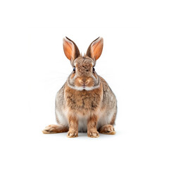 Brown Rabbit Sitting on Top of White Floor. Generative AI