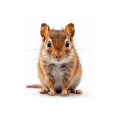 Small Rodent Sitting on White Surface. Generative AI