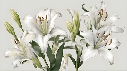 White lily illustration clipart. Generative.AI
