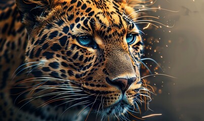 Leopard animal abstract wallpaper. Contrast background panthera in vivid colors, Generative AI