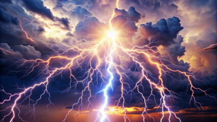 abstract amazing lightning strike, anime background
