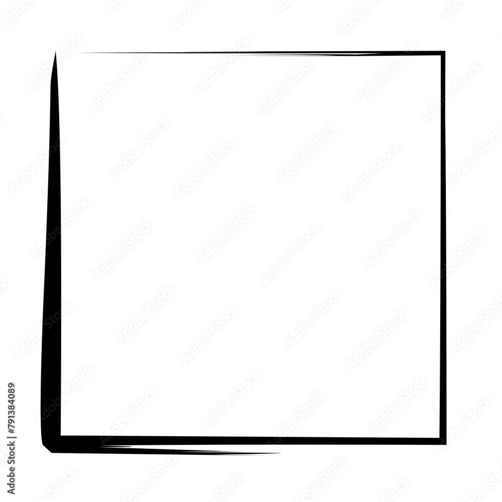 Poster brush stroke frame rectangle design element transparent, basic shape square frame brush stroke black