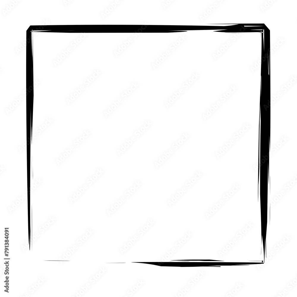 Aufkleber brush stroke frame rectangle design element transparent, basic shape square frame brush stroke black