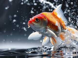quarium fish jumping on the water.