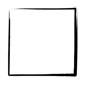 brush stroke frame rectangle design element transparent, basic shape square frame brush stroke black
