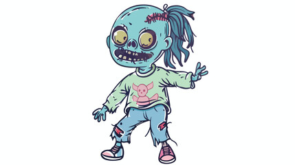 Clipart on white background of a little zombie. Hand
