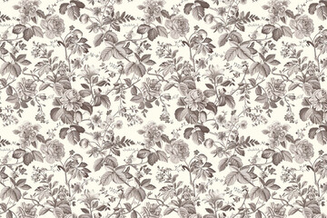 Toile floral pattern tapestry. Vintage botanical wallpaper pattern. Background image. Created with Generative AI technology