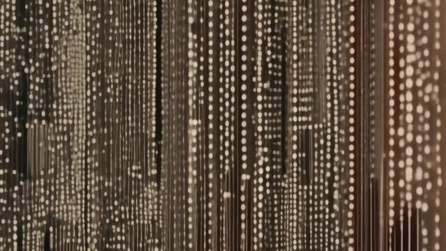 Dynamic motion of binary code forming abstract patterns.