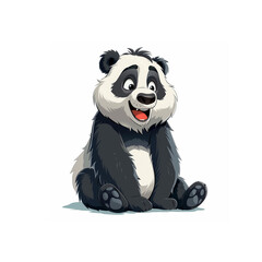 Panda Bear Sitting on Ground With Tongue Out. Generative AI