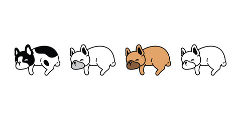 dog vector french bulldog icon sleeping cartoon character puppy pet toy doodle symbol illustration clip art isolated design - obrazy, fototapety, plakaty